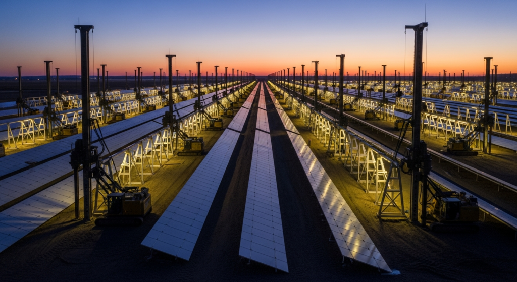 Best German company for solar construction shown through utility-scale solar field engineering